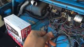 Stereo installation wiring connection on a 1970 VW Beetle [upl. by Pitts]