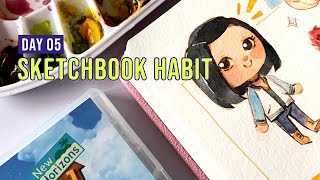 Animal Crossing New Horizons Fan Art  Sketchbook Habit Day05 [upl. by Robma]