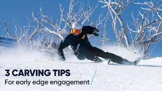 CARVING WITH EARLY EDGE ANGLES  3 skiing tips from a pro [upl. by Akenat484]