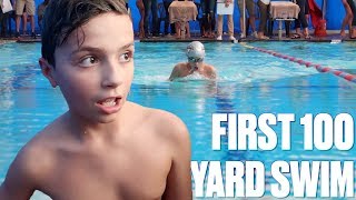 TENYEAROLD SWIMMERS FIRST 100 YARD FREESTYLE RACE  SWIMMING IN BACK TO BACK EVENTS  SWIM MEET [upl. by Fleisig162]