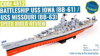 COBI 4812  BATTLESHIP USS IOWA BB61  USS MISSOURI BB63  Speed Build Review [upl. by Abbie881]