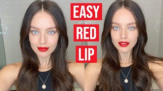 How To Do The Perfect Red Lip  Red Lip Makeup Tutorial Taught By Erin Parsons  Emily Didonato [upl. by Airres]