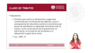 DEFINICIÓN Y CLASES DE TRIBUTOS DEL SISTEMA TRIBUTARIO ESPAÑOL   UPV [upl. by Melessa]