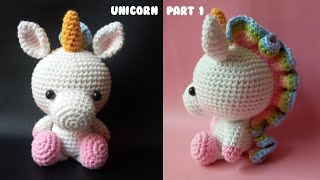 UNICORN PART 1  HOW TO CROCHET  AMIGURUMI TUTORIAL [upl. by Atelra]