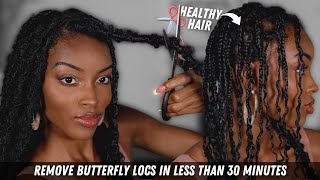 EASIEST WAY TO TAKE OUT YOUR BUTTERFLY LOCS less than 30 min  Slim Reshae [upl. by Neltiac]