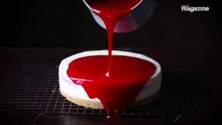 AMAZING cherry mirror glaze cheesecake recipe [upl. by Evangeline592]