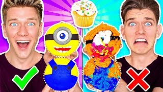 CUPCAKE ART CHALLENGE Learn How To Make Minions Star Wars Jedi amp Mario Nintendo Food DIY Pancake [upl. by Esch]