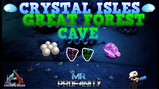 Ark Crystal Isle  The Great Forest Underwater Silica Pearl Cave  Loot Crates  Resources  Dinos [upl. by Ashleigh236]