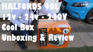 Halfords 40L 12v  240V Coolbox Unboxing amp Review [upl. by Jadwiga]