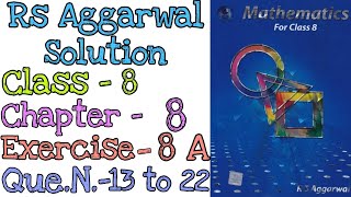 Linear Equation  Class 8 Exercise 8A Question 13 to 22  Rs Aggarwal  Md Sir [upl. by Joelle204]