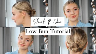 LOW BUN TUTORIAL  SLEEK amp EASY HAIRSTYLE [upl. by Horatio]