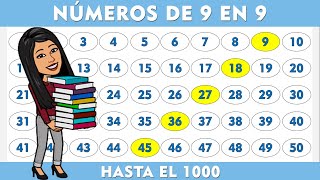 ✅LOS NÚMEROS DE 9 EN 9 hasta el 1000😸I Los Múltiplos de 9 hasta el 1000 [upl. by Kneeland]