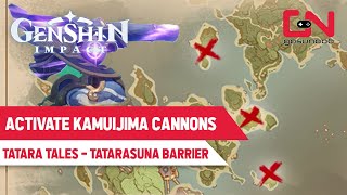 Activate Kamuijima Cannons Destroy Rifts Genshin Impact  Tatara Tales Unlocking Tatarasuna Barrier [upl. by Sim]