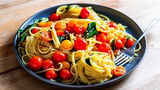 15 Minute Garlic Cherry Tomato Pasta [upl. by Negeam]