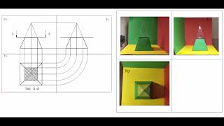 Sezione Piramide a base quadrata  Proiezioni Ortogonali [upl. by Owen794]