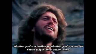 Bee Gees  Stayin Alive Lyrics [upl. by Nauq]