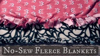 NO SEW FLEECE BLANKET  Easy DIY Tie Blankets  SoCraftastic [upl. by Nakada596]