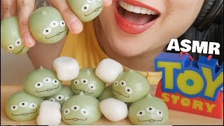 ASMR MOCHI TOKYO DISNEY PIXAR GREEN DUMPLINGS SOFT CHEWY EATING SOUNDS  SASASMR [upl. by Licastro]