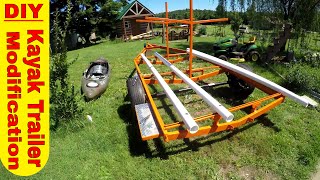 Kayak Trailer Build Modification Upgrade Custom DIY PVC bunks hauling Kayaks [upl. by Eduino594]