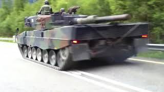 Tanks on public road in Switzerland Leopard 2A4 [upl. by Nerra388]