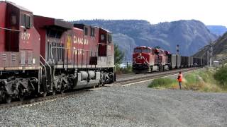 Canadian Pacific coal train cross at Kamloops Lake [upl. by Queridas688]