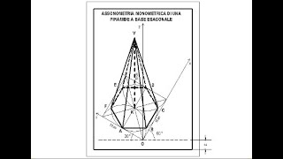 Assonometria monometrica di una piramide a base esagonale [upl. by Liatrice]