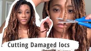 Cutting and repairing damaged locs I Loc repair I Thinning Locs I Crochet Method I Miss Kobeli [upl. by Kalman912]