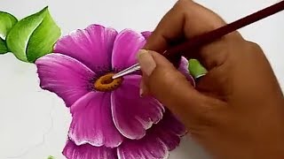 Pintura Textil Pintura En Tela  Como Pintar Flores Fácil [upl. by Moth143]