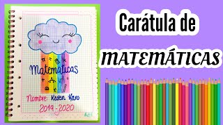 Carátula para MATEMÁTICAS  Portada fácil y bonita [upl. by Eilatan46]