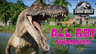 🦖 ALL 68 DINOSAURS  Jurassic World Evolution 4K [upl. by Dawes]