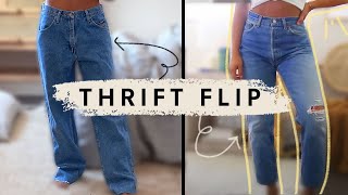 How to Tailor Mens Jeans thrift flip [upl. by Blondy]