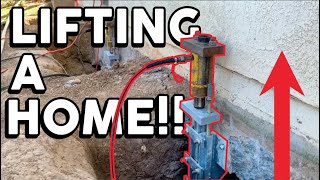 Lifting a homes foundation with Push Piers [upl. by Citron268]