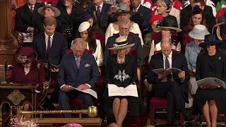 British Royal Family amp Meghan Markle ALL MOMENTS  Commonwealth Day Service 2018 [upl. by Flanna]