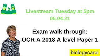 A level Biology OCR A Paper 1 2018 [upl. by Doxia]