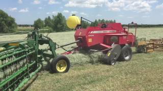 Baling horse hay with the new Massey Ferguson 1840  Second Cutting 17 [upl. by Eadwina]