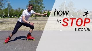 How to stop on inline skates  rollerblades  3 stops for beginners tutorial [upl. by Haines]