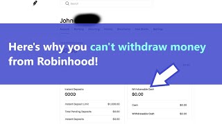 Cant withdraw money from Robinhood Heres why you have 0 on Withdrawable Cash EXPLANATION [upl. by Ocimad431]