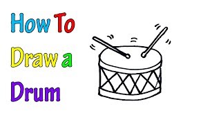 How To Draw a Drum  VERY EASY FOR KIDS  Step By step Drawing [upl. by Notreve]