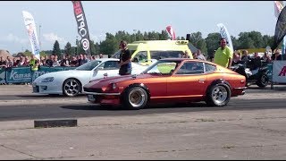 73 Datsun 240Z RB26 vs Toyota Supra MK4 2jz 14 mile drag race [upl. by Collayer971]