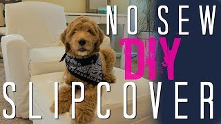 DIY NO SEW SLIPCOVER  SLIPCOVER TUTORIAL [upl. by Annawd]