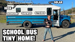 Off Grid Tiny House On Wheels School Bus Conversion Tour [upl. by Etteiram]