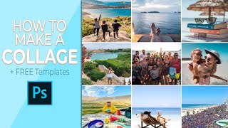 How To Make A Collage In Photoshop With FREE TEMPLATES [upl. by Atinauj]