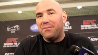 Dana White Happy to Never Work with Randy Couture Ever Again UFC 156 Pre Scrum [upl. by Halona]