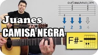 como tocar la camisa negra de Juanes en guitarra acústica tutorial acordes y letra TAB [upl. by Hploda]