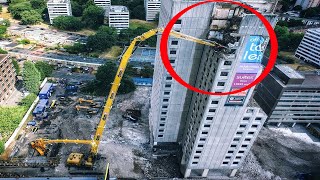 Extreme Dangerous Building Demolition Skills Heavy Equipment Excavator Machines Destroy Building [upl. by Nayd]