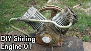 DIY Stirling Engine 01 Vtwin Air Compressor Conversion Evaluation [upl. by Mccahill388]