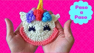 UNICORNIO TEJIDO A CROCHET PASO A PASO PARA APLICACIONES [upl. by Leda]