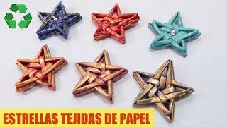 Cómo hacer ESTRELLAS de PAPEL tejidas Manualidades de Navidad [upl. by Renault]