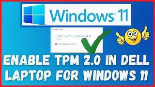 How to enable TPM 20 in Dell laptop for Windows 11  Activate TPM in BIOS Dell [upl. by Hayikaz]