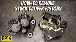 HOW TO Remove Stuck Brake Caliper Pistons  GL650 Build  EP14 [upl. by Yoreel]